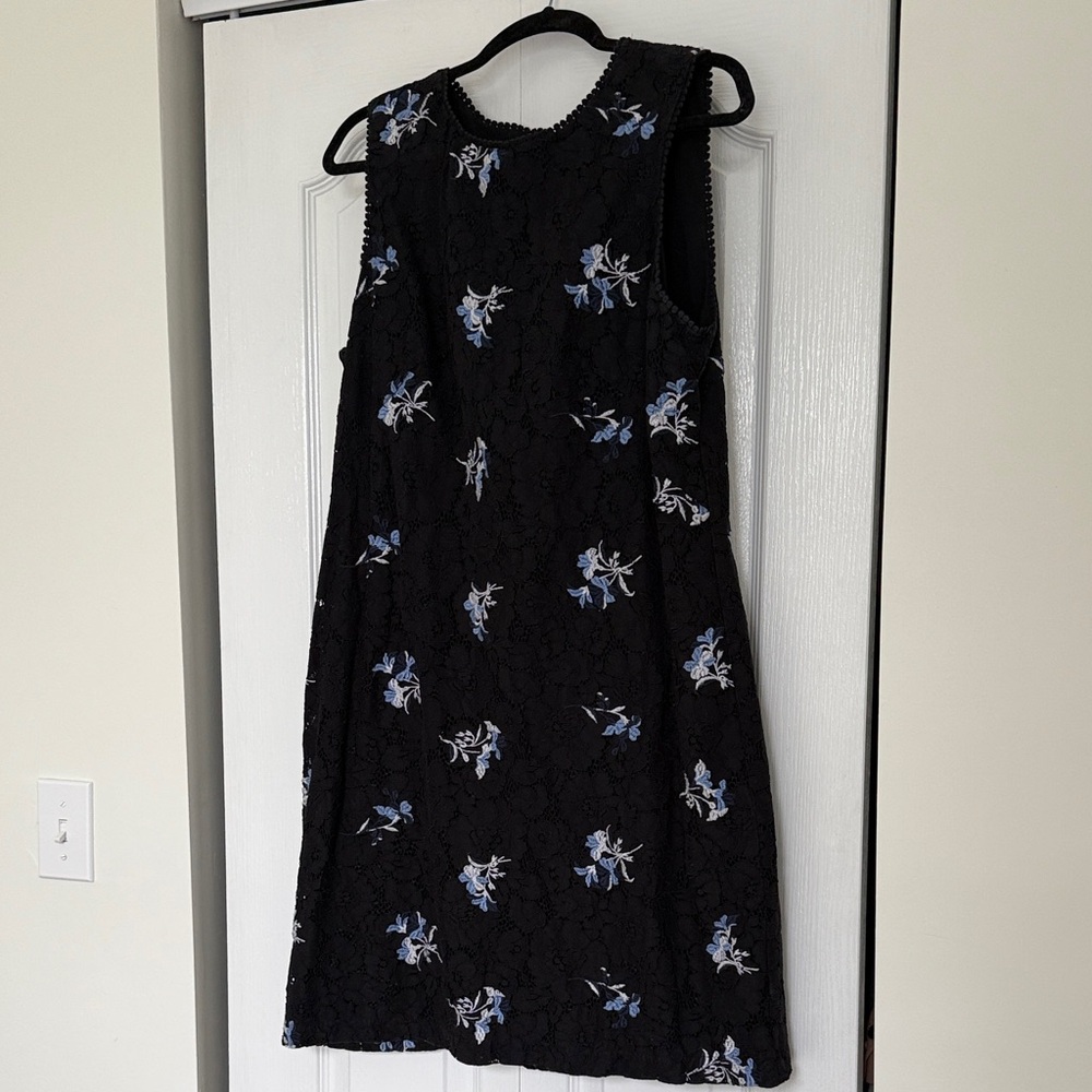 Ann Taylor Black and Blue Floral Midi Dress